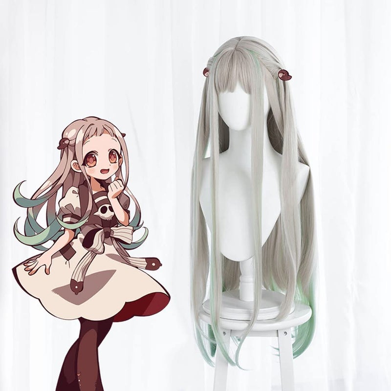 JCvCX Anime Yashiro Nene Wig Gray Mixed Light Green Long Straight Party Hair Cosplay Props Halloween - Image 2